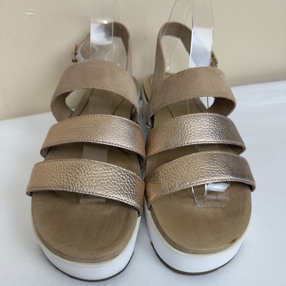 UGG Braelynn Metallic Gold Leather Straps Platform Sandal Womens Size 10 - Picture 3 of 13